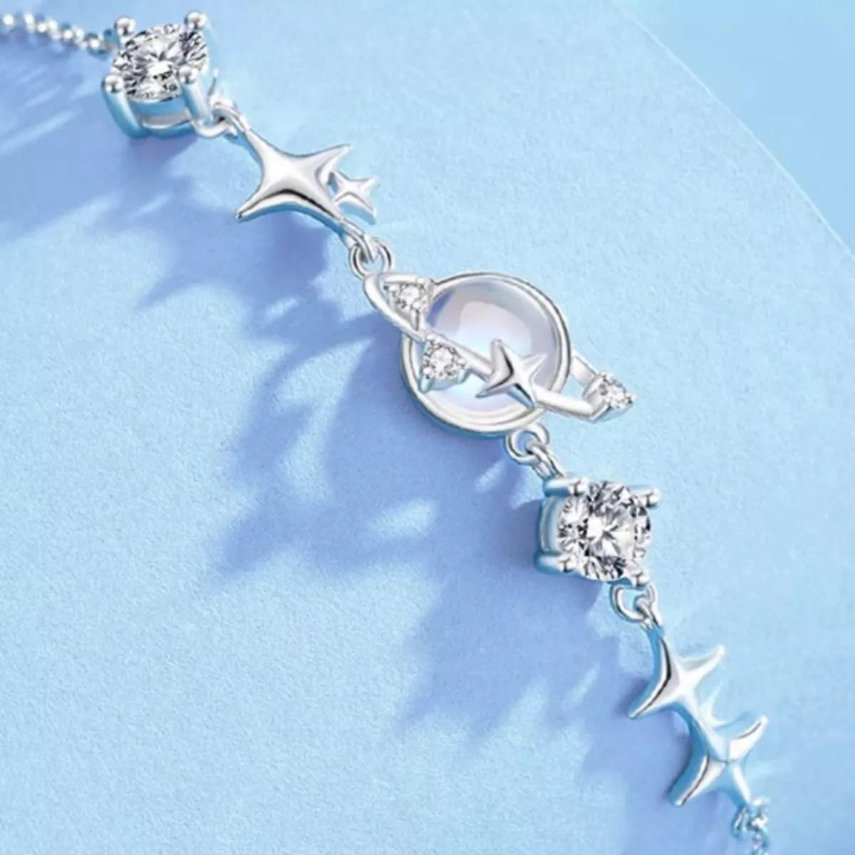 925 Sterling Silver Zircon Star Adjustable Bracelet