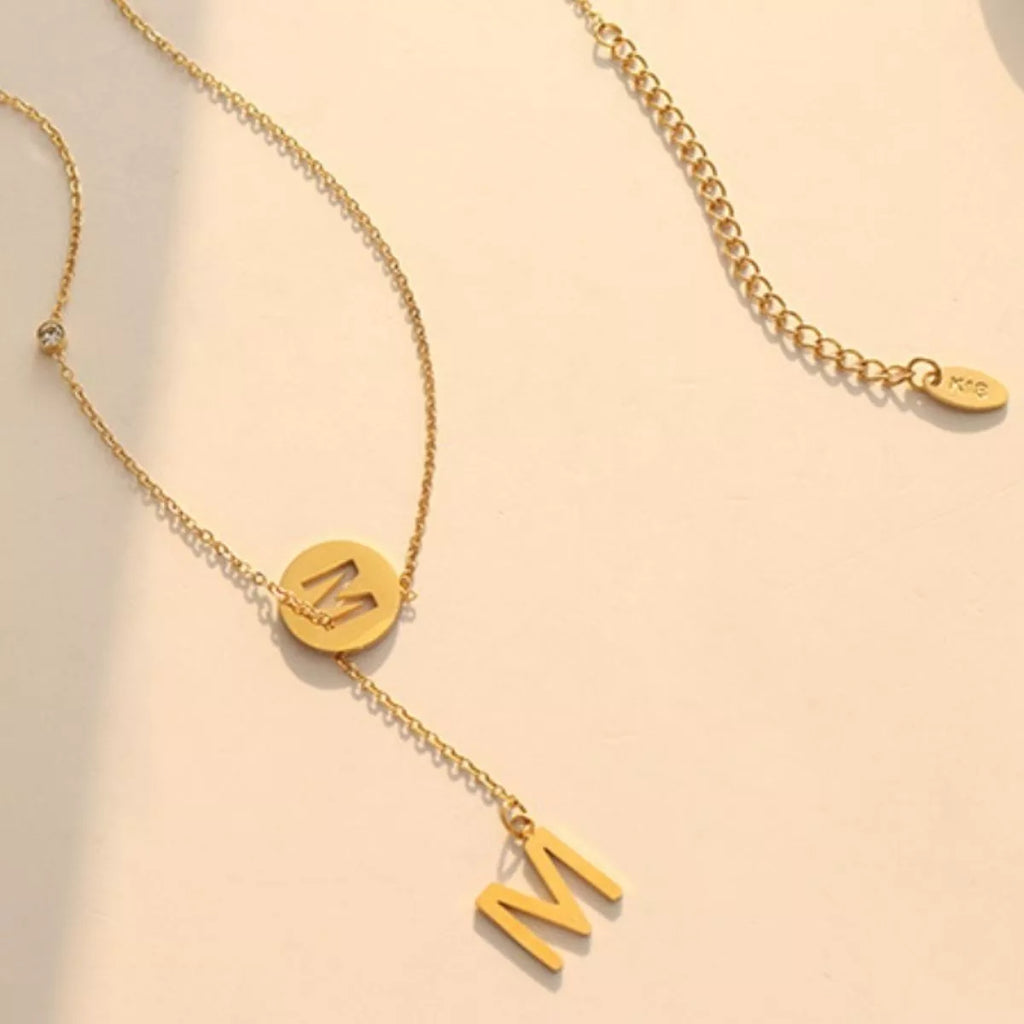 18K Gold-Plated Titanium Steel Letter Pendant Necklace