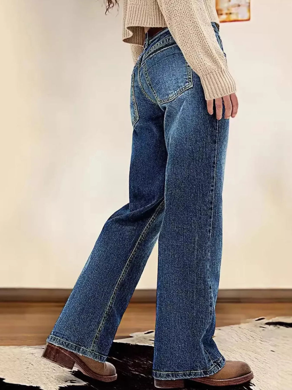 Vintage Wash Straight Leg Jeans