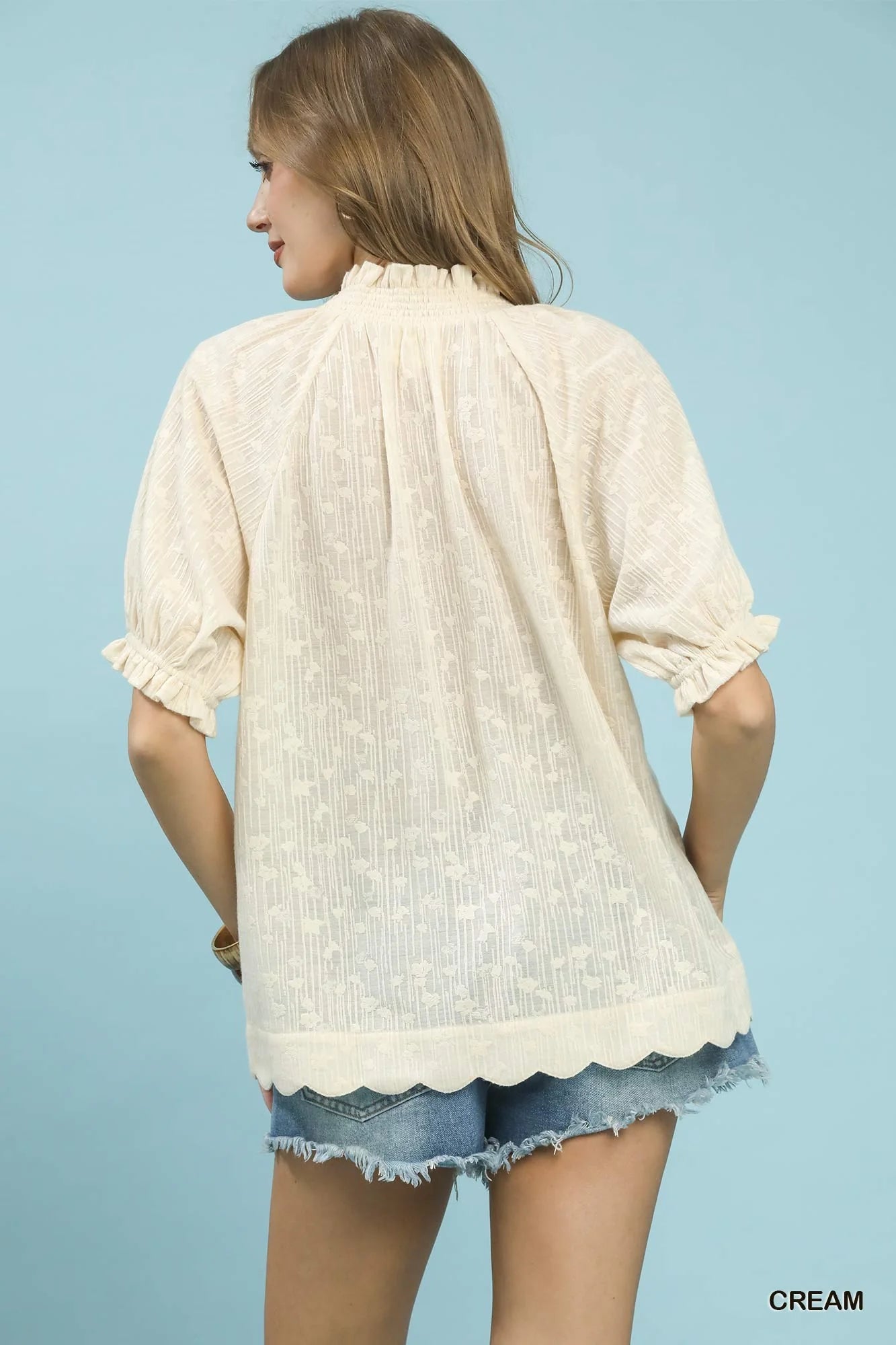 Umgee Textured Pintuck Blouse