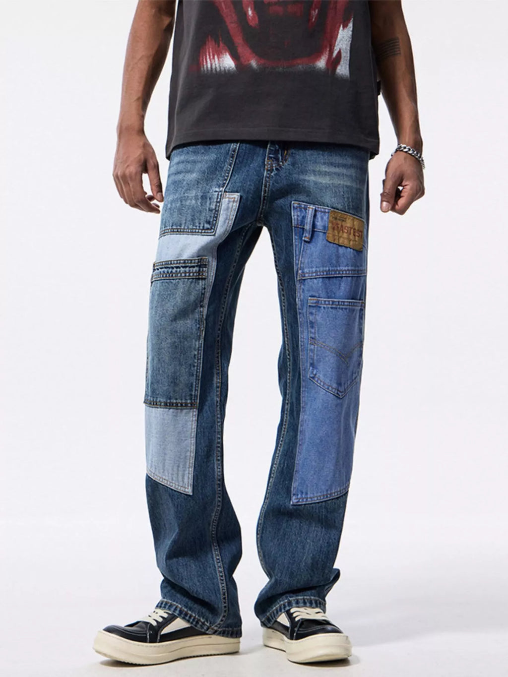 Men's Patchwork Relaxed Fit Jeans