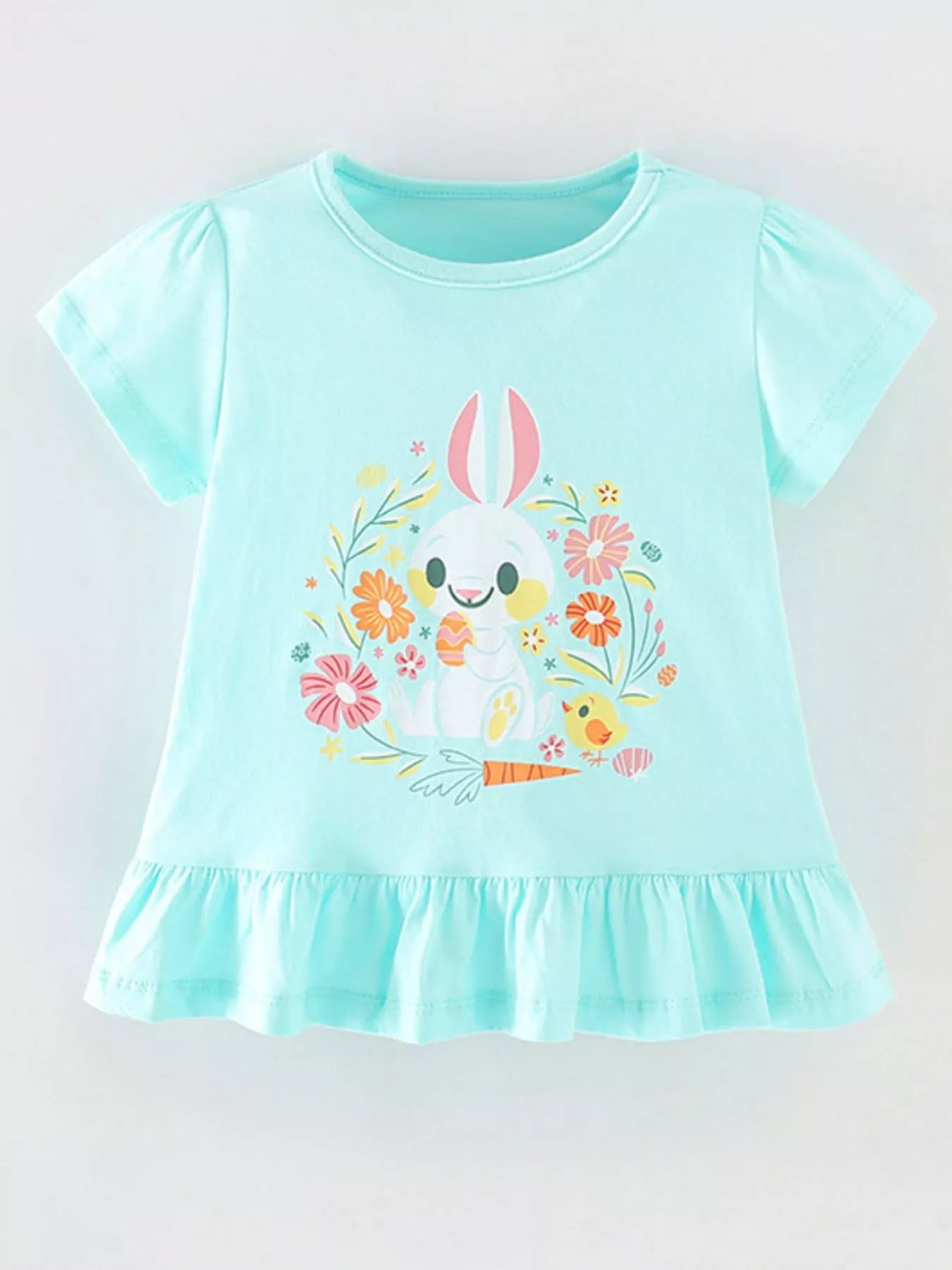 Children's Bunny Graphic Ruffle Hem T-Shirt
