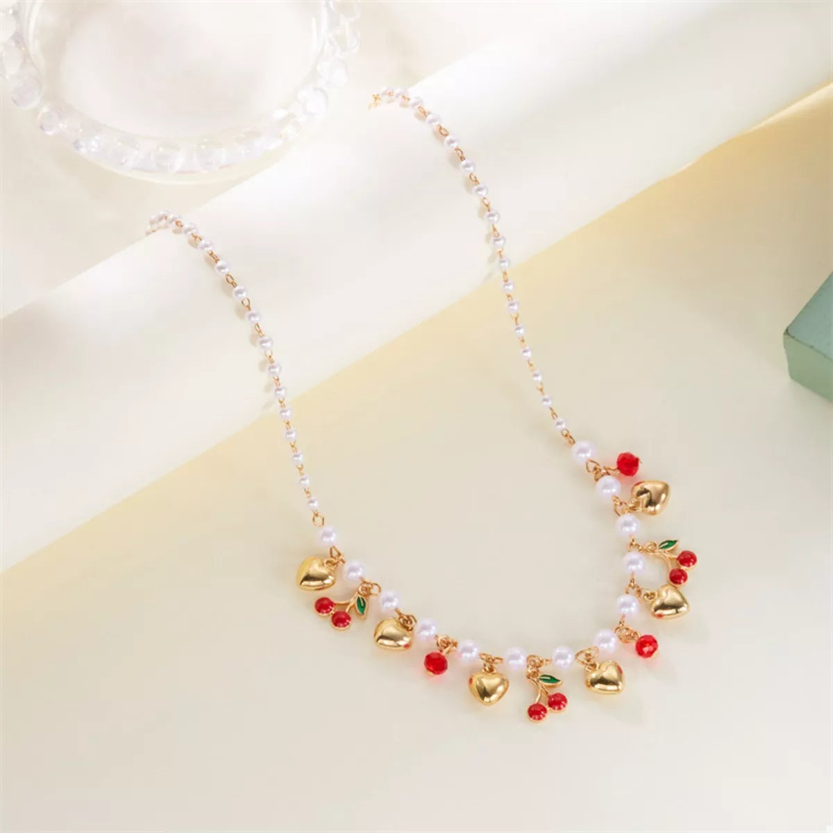 18K Gold-Plated Cherry & Heart Pearl Necklace