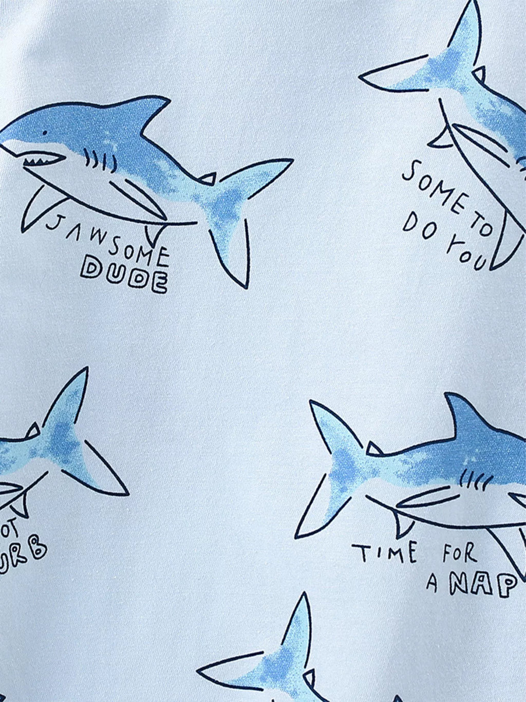 Children's Shark Print Short Sleeve Top and Shorts Set