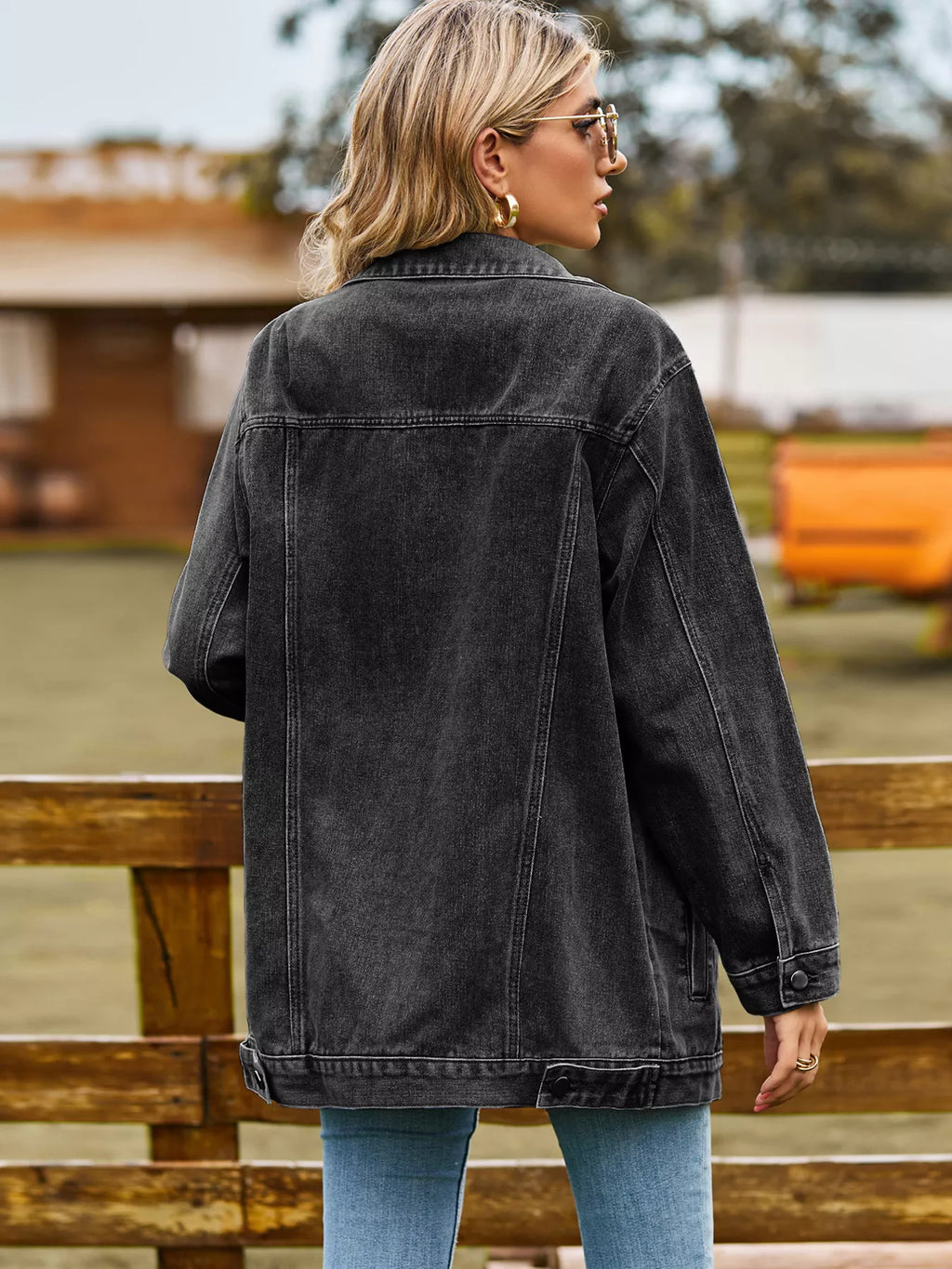 Button Up Long Sleeve Denim Jacket
