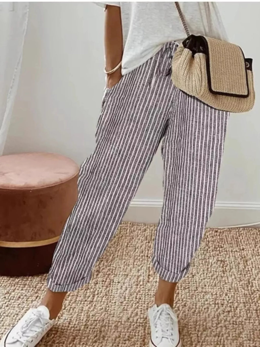 Striped Cropped Pants