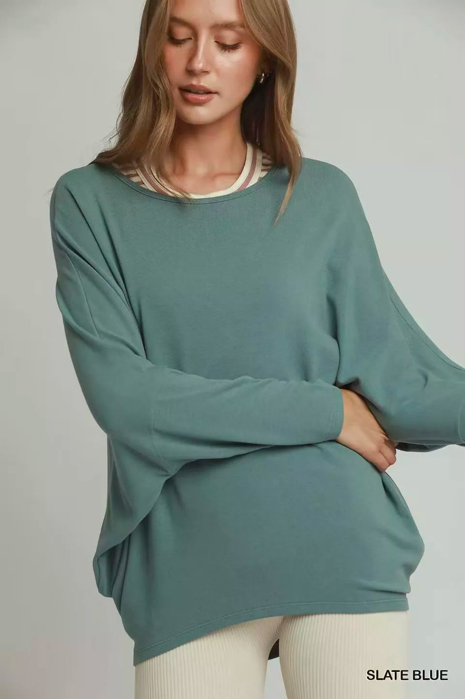 Umgee Batwing Round Neck Long Sleeve Top