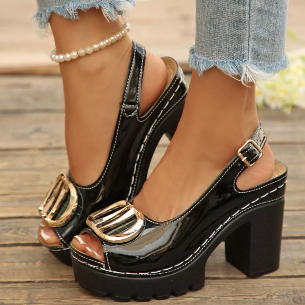 Peep Toe Block Heels Sandals