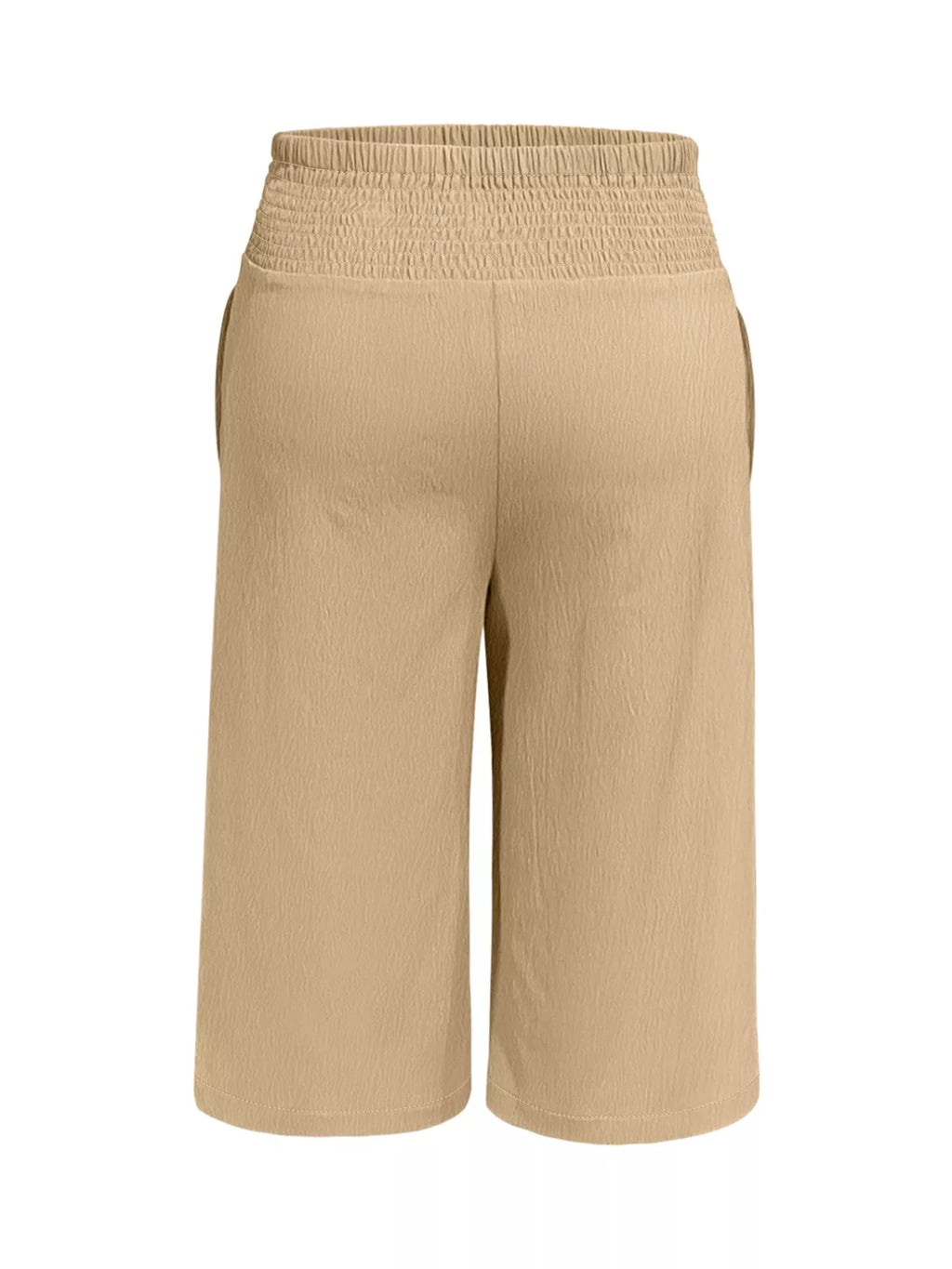 Plus Size Smocked Waist Cropped Wide Leg Pants