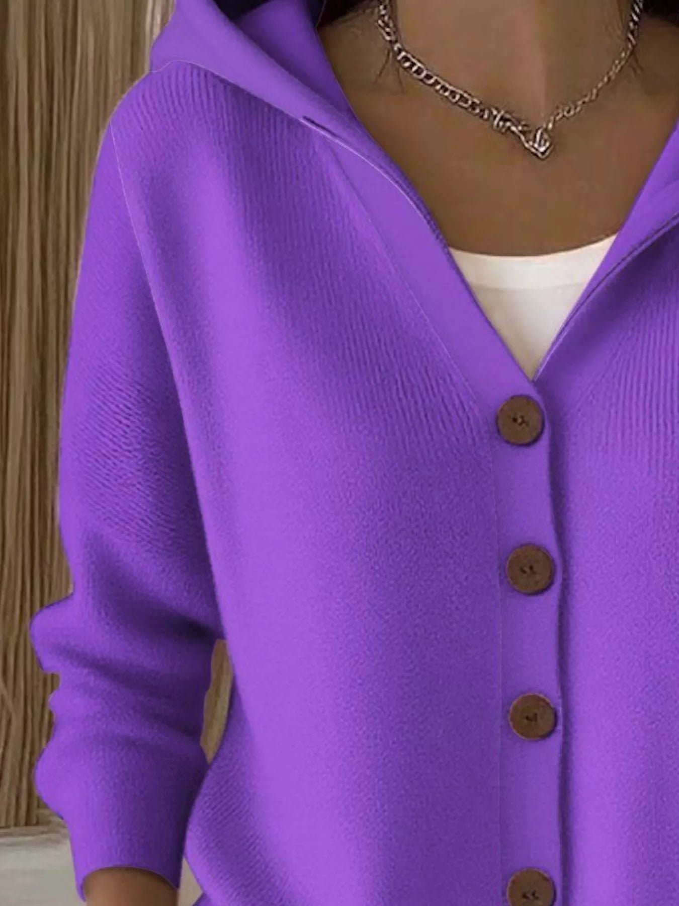 Full Size Hooded Button-Down Knit Cardigan Plus Size