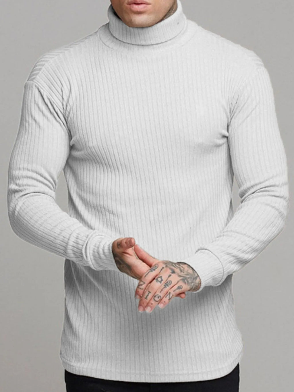 Men's Ribbed Turtleneck Long Sleeve Sweater