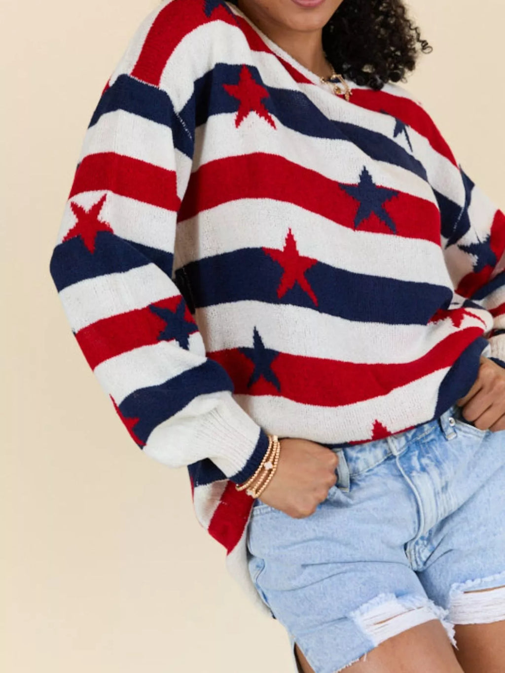 Stars and Stripes Long Sleeve Sweater