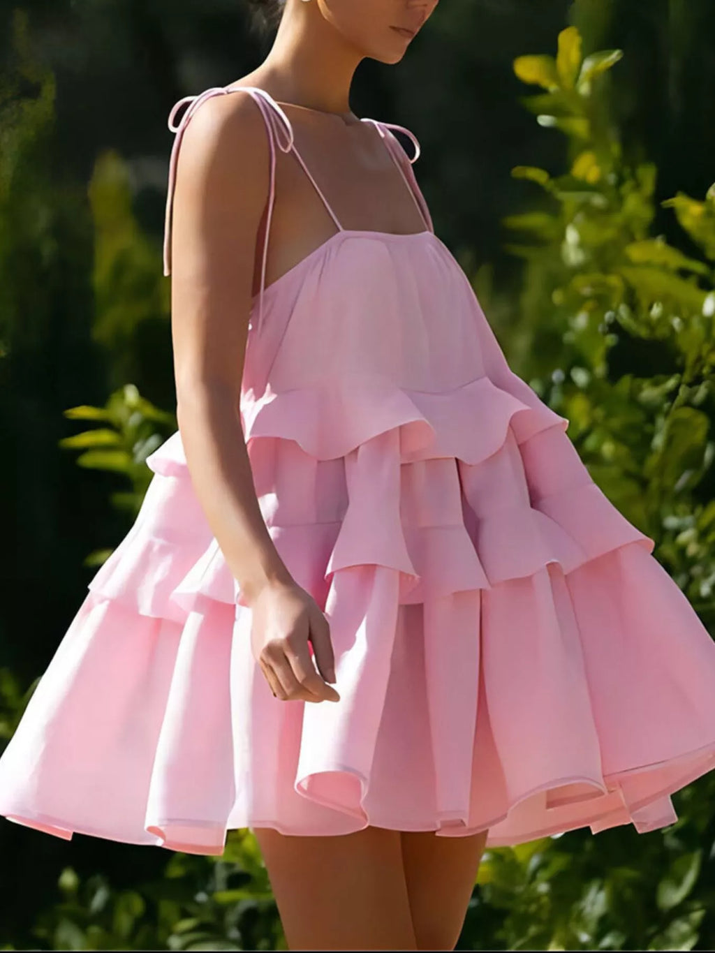 Ruffled Tie Shoulder Mini Dress