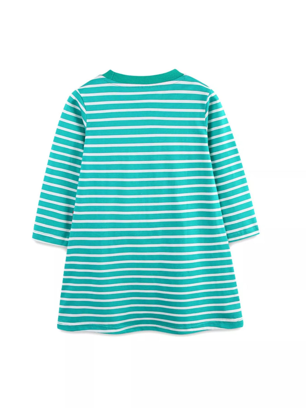 Children's Striped Bird Applique Long Sleeve Dress