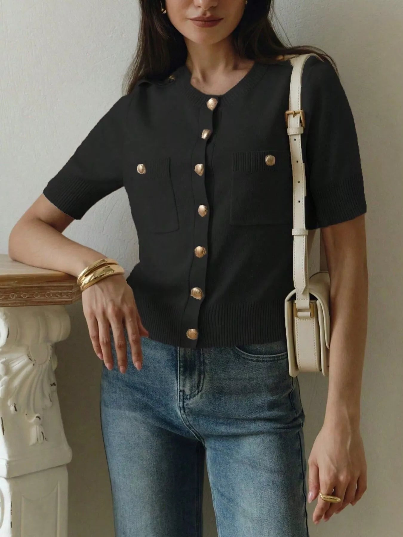 Button-Down Short Sleeve Cardigan