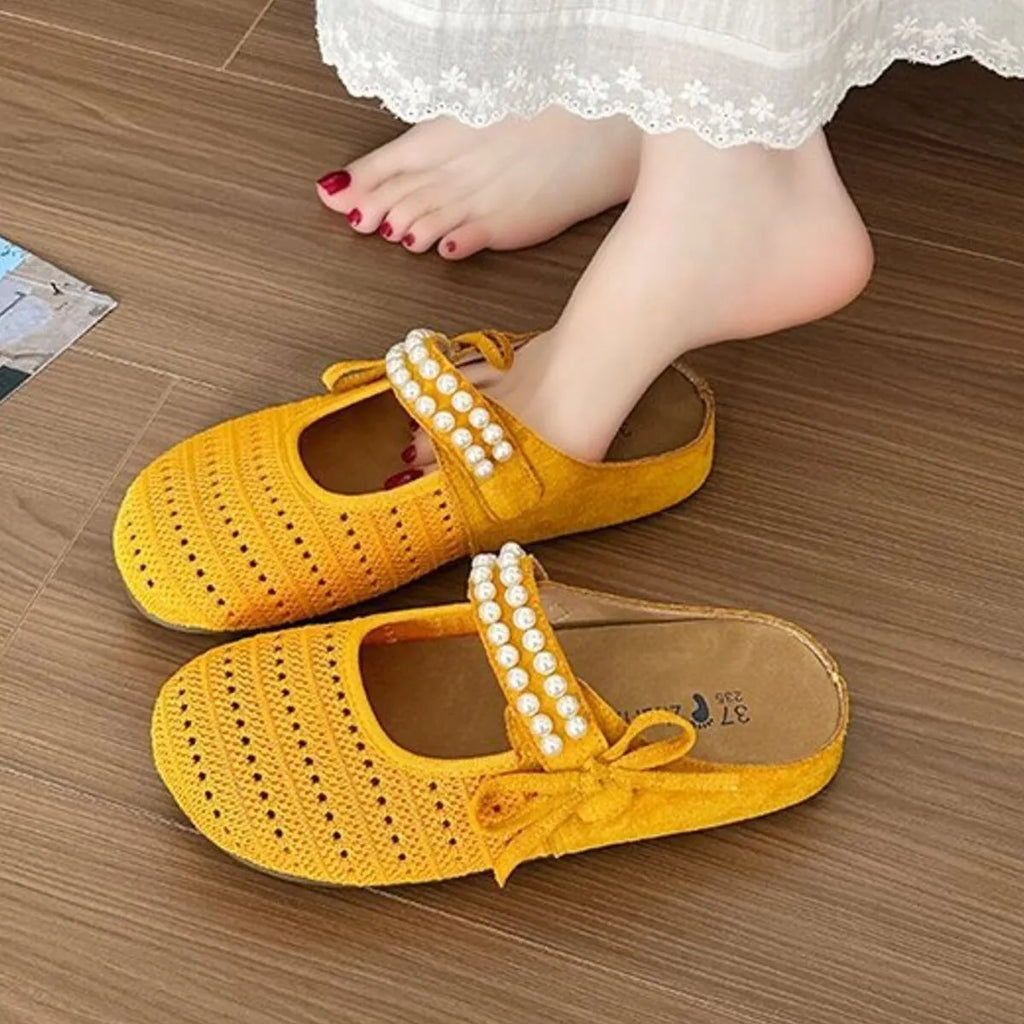 Hollow Out Round Toe Flat Slip-Ons