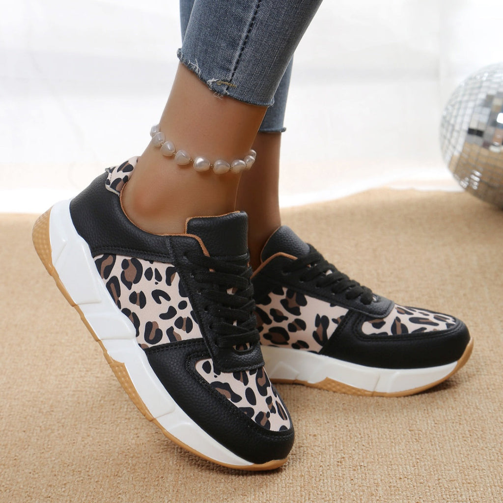 Leopard Lace Up Sneakers