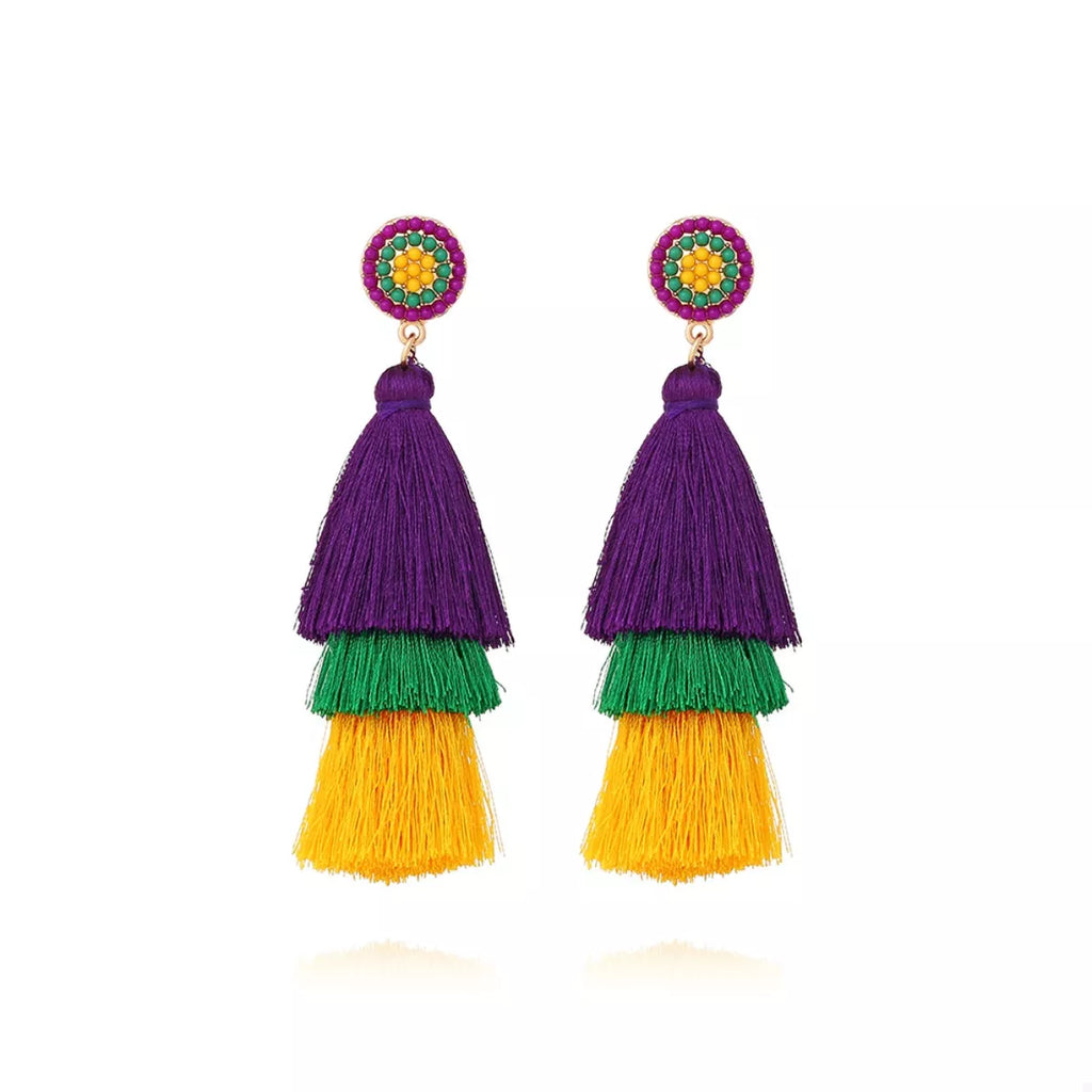 Layered Tassel Drop Earrings