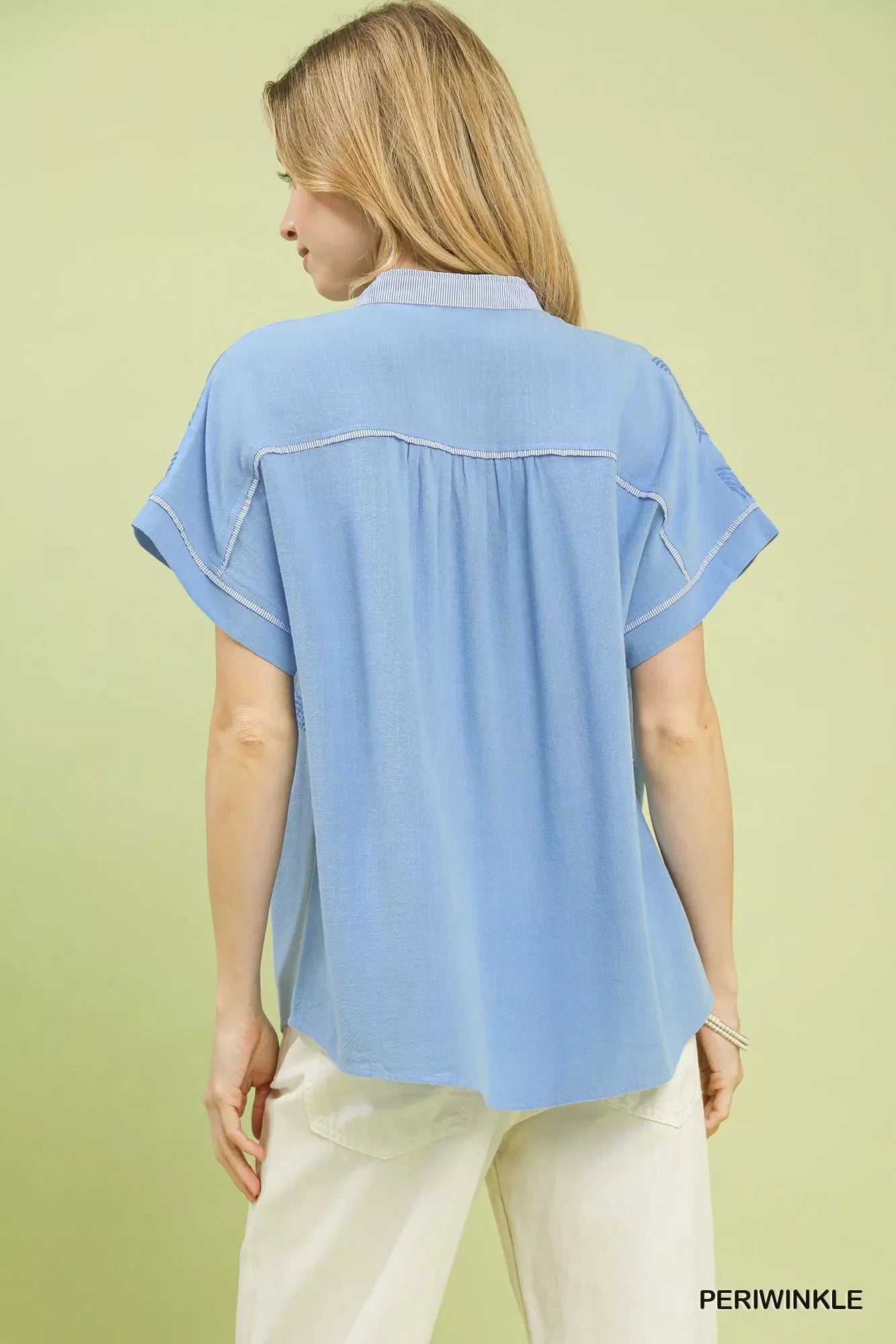 Umgee Embroidered Button Front Top