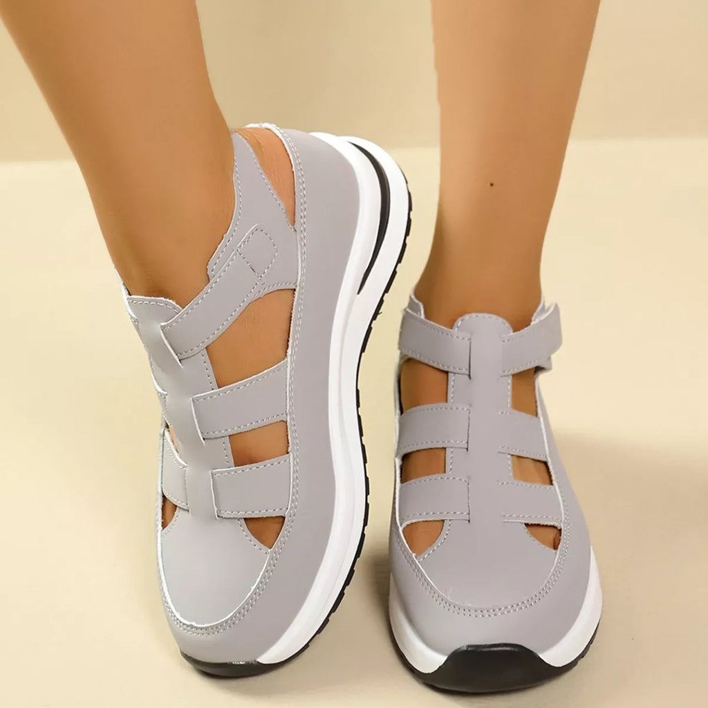 Cutout Round Toe Platform Sandals