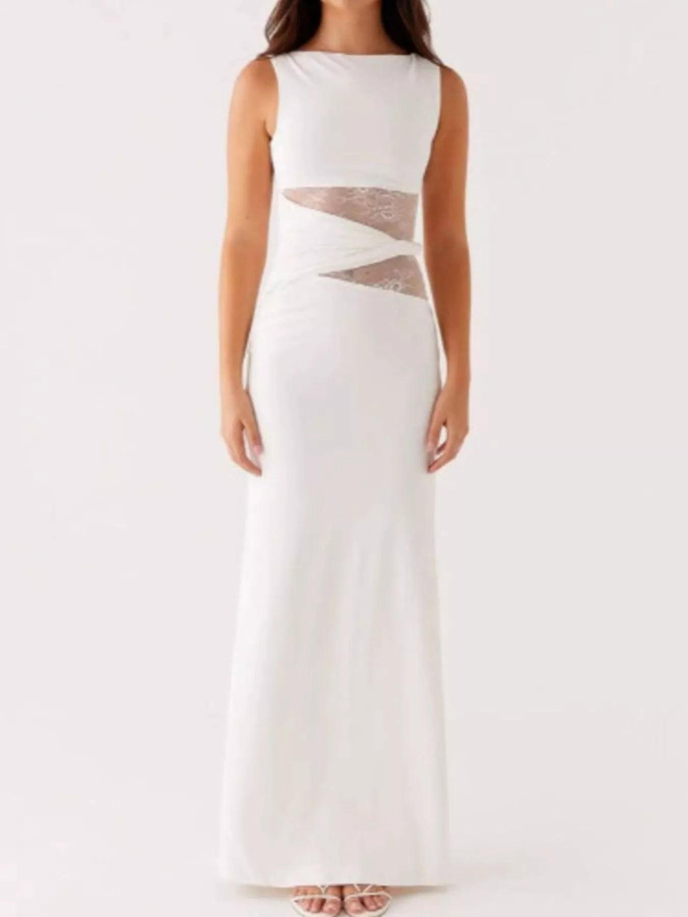 Lace Cutout Sleeveless Maxi Dress