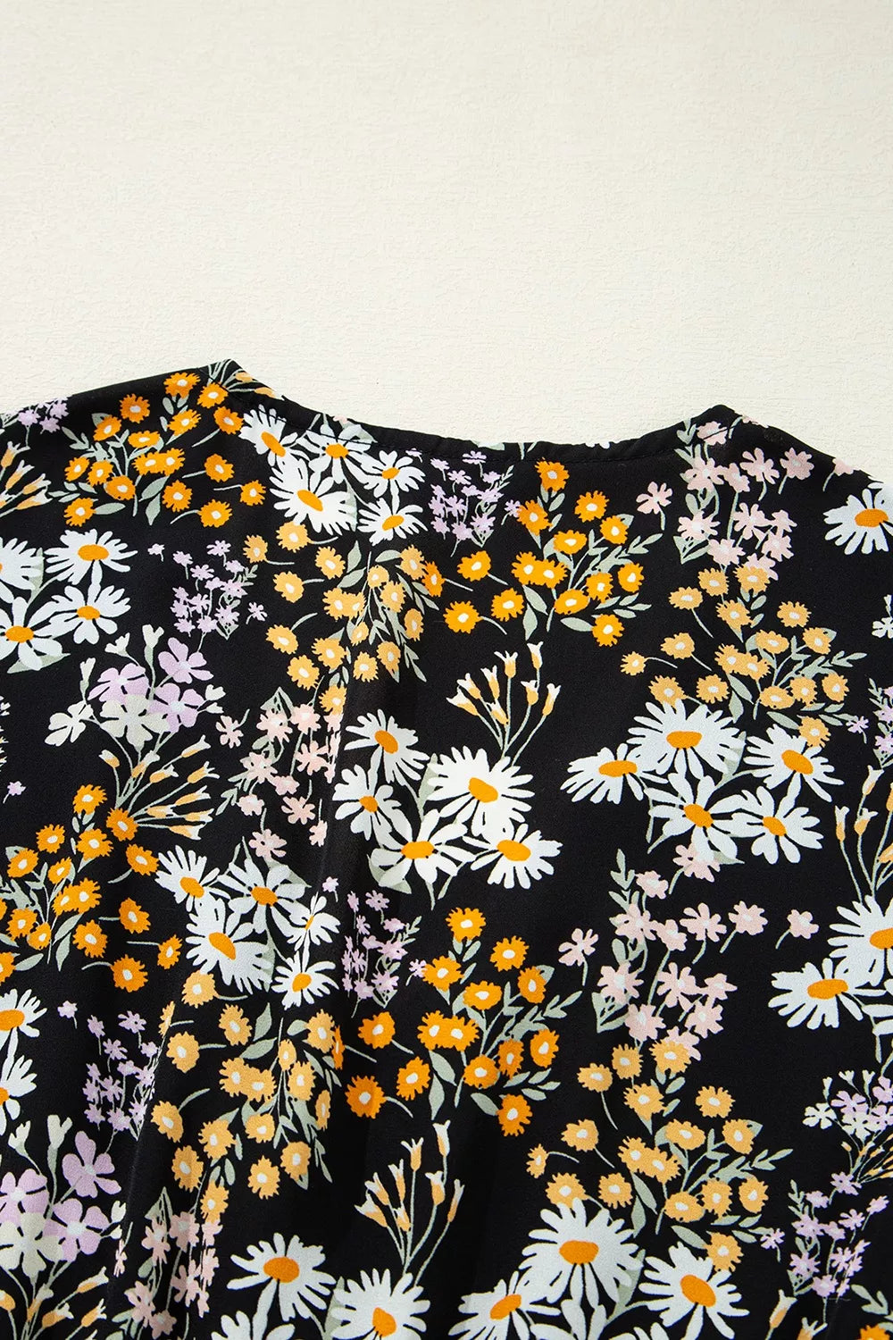 Floral Print V Neck Smocked Babydoll Blouse
