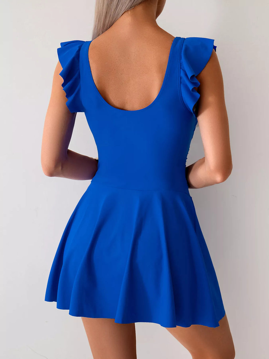 Ruffled Sleeve One-Piece Swim Dress