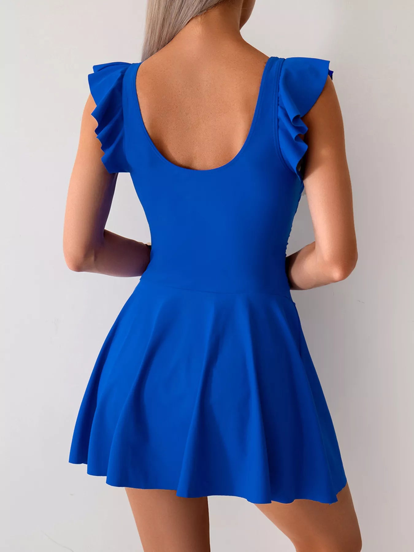 Ruffled Sleeve One-Piece Swim Dress