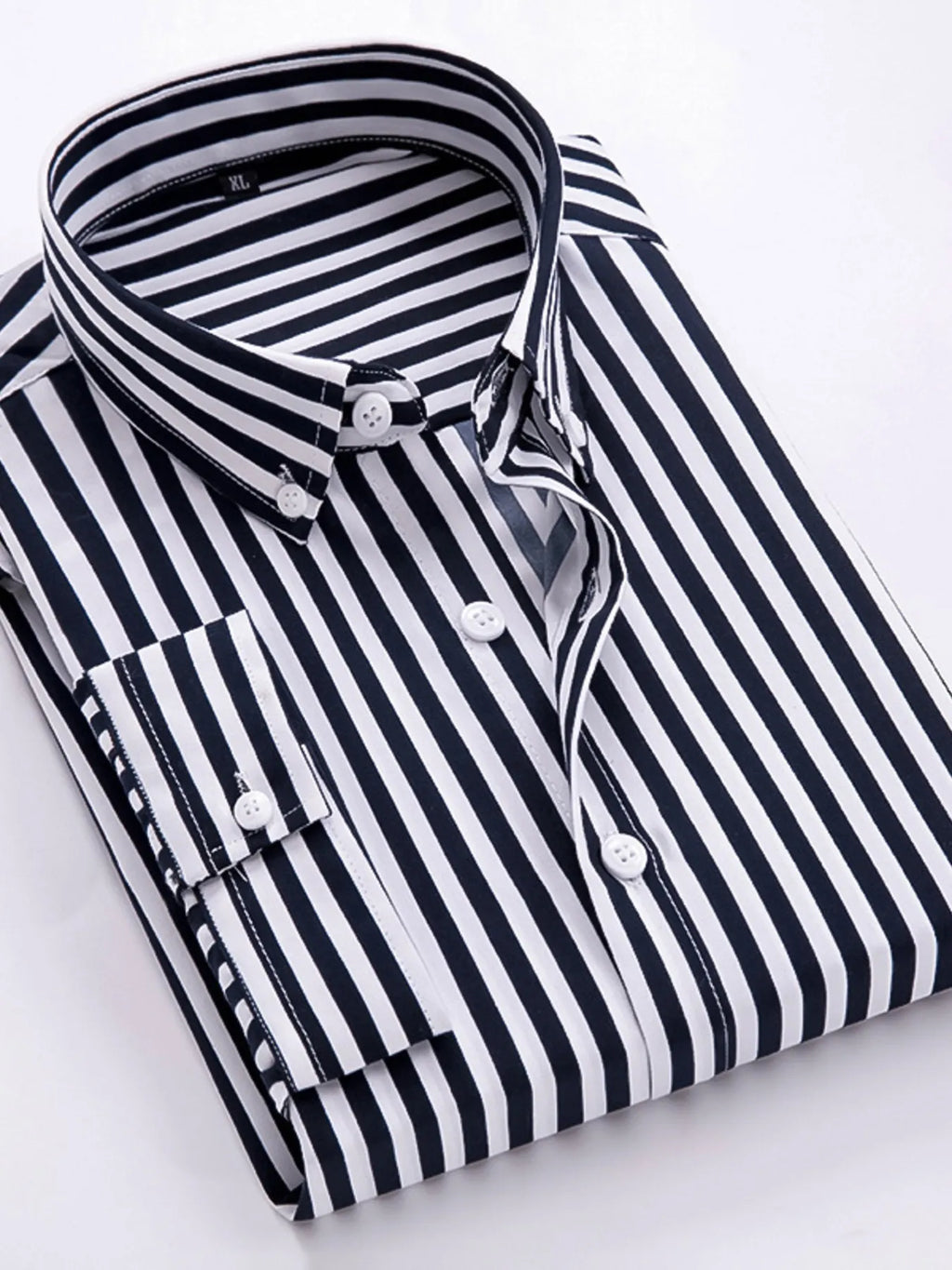 Men's Plus Size Striped Button Up Long Sleeve Shirt