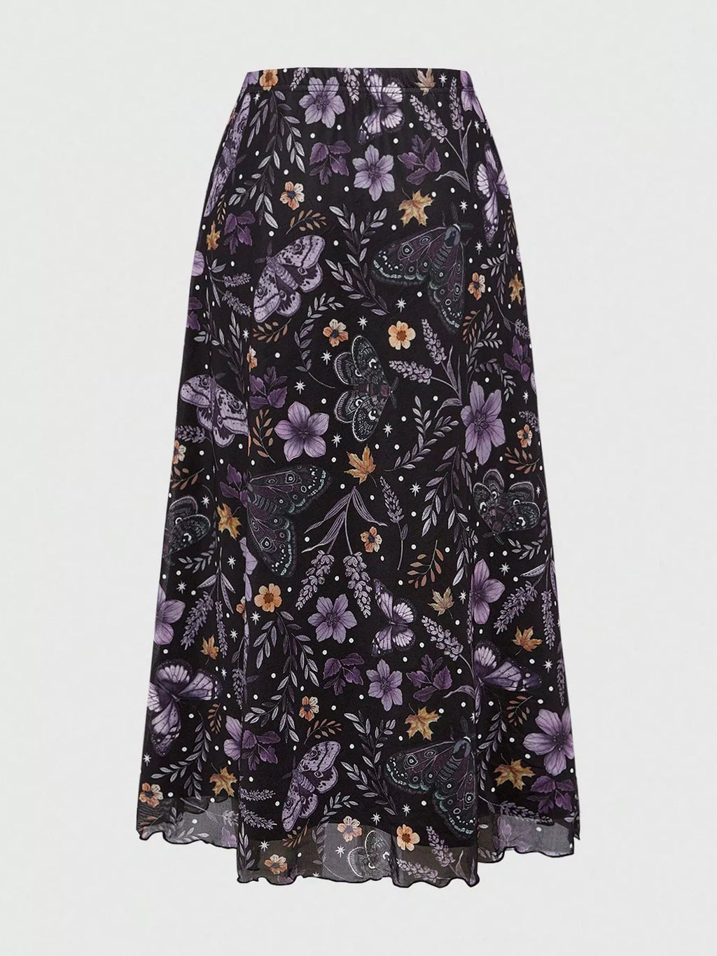 Floral Print Flowy Midi Skirt