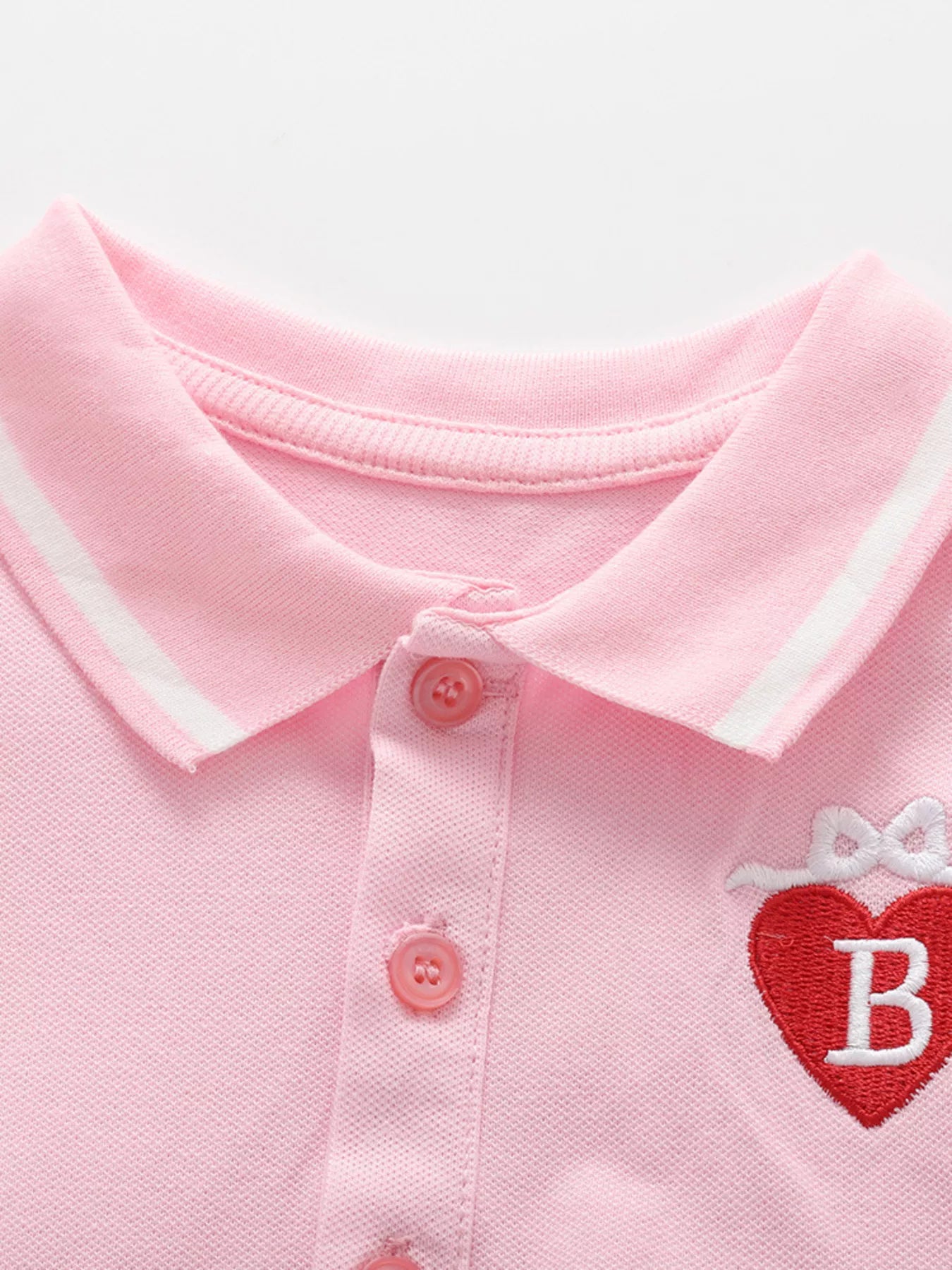 Children's Polo Collar Embroidered Heart Dress