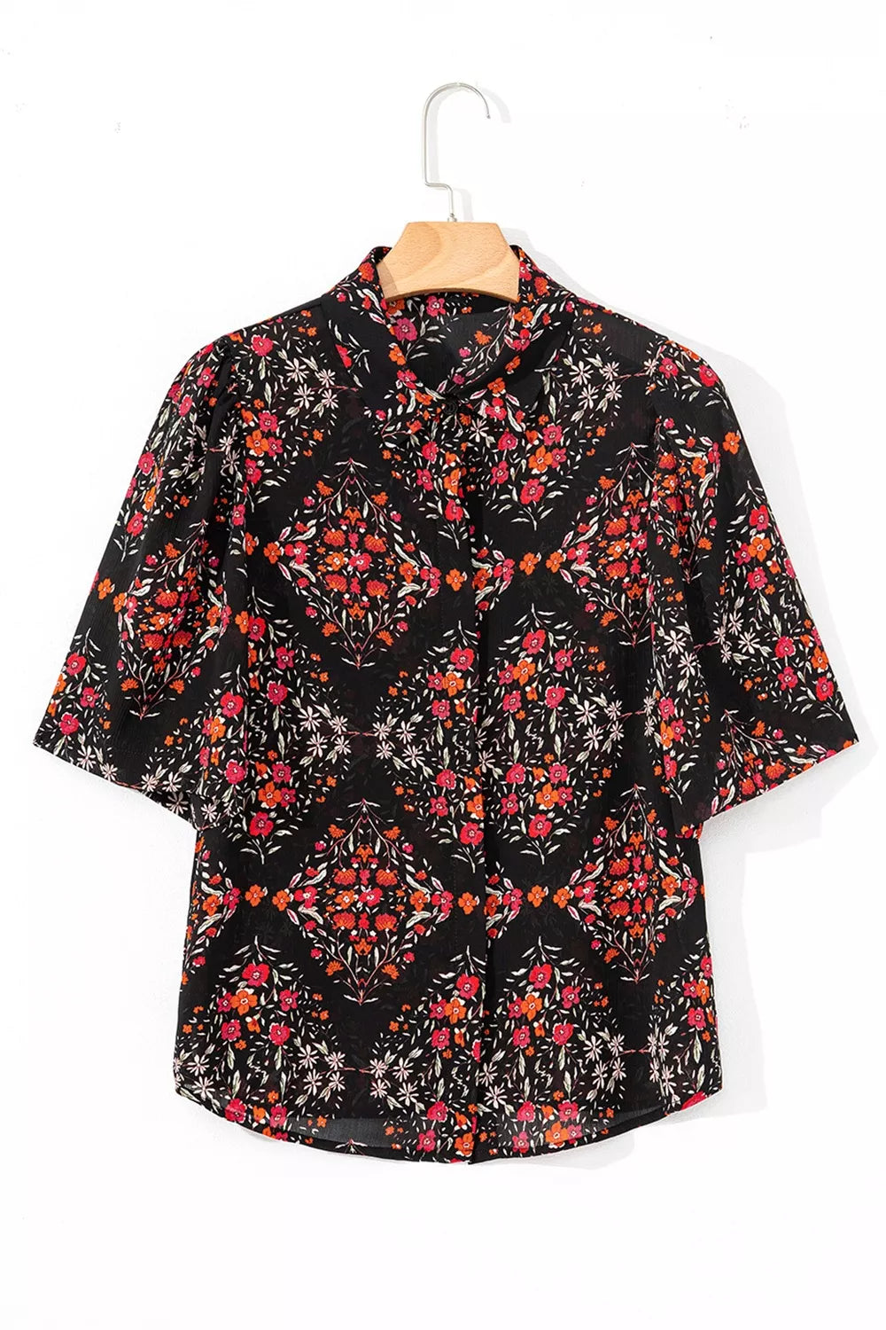 Vintage Floral Print Button-Down Shirt