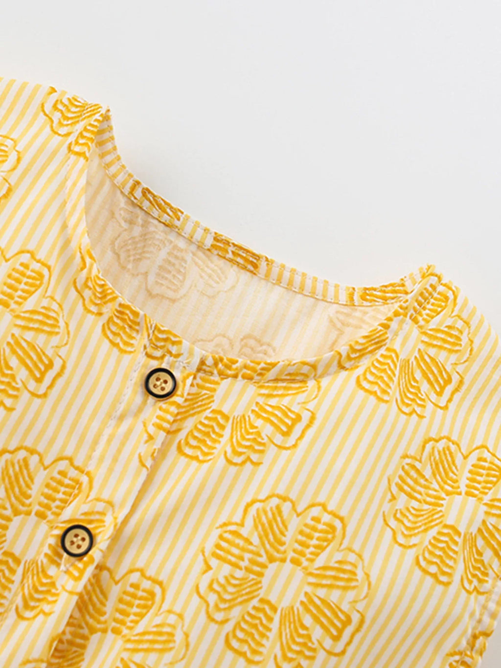 Children's Floral Print Button-Front Casual Dress