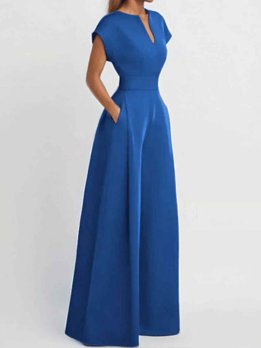 Full Size Notched Wide Leg Jumpsuit Plus Size