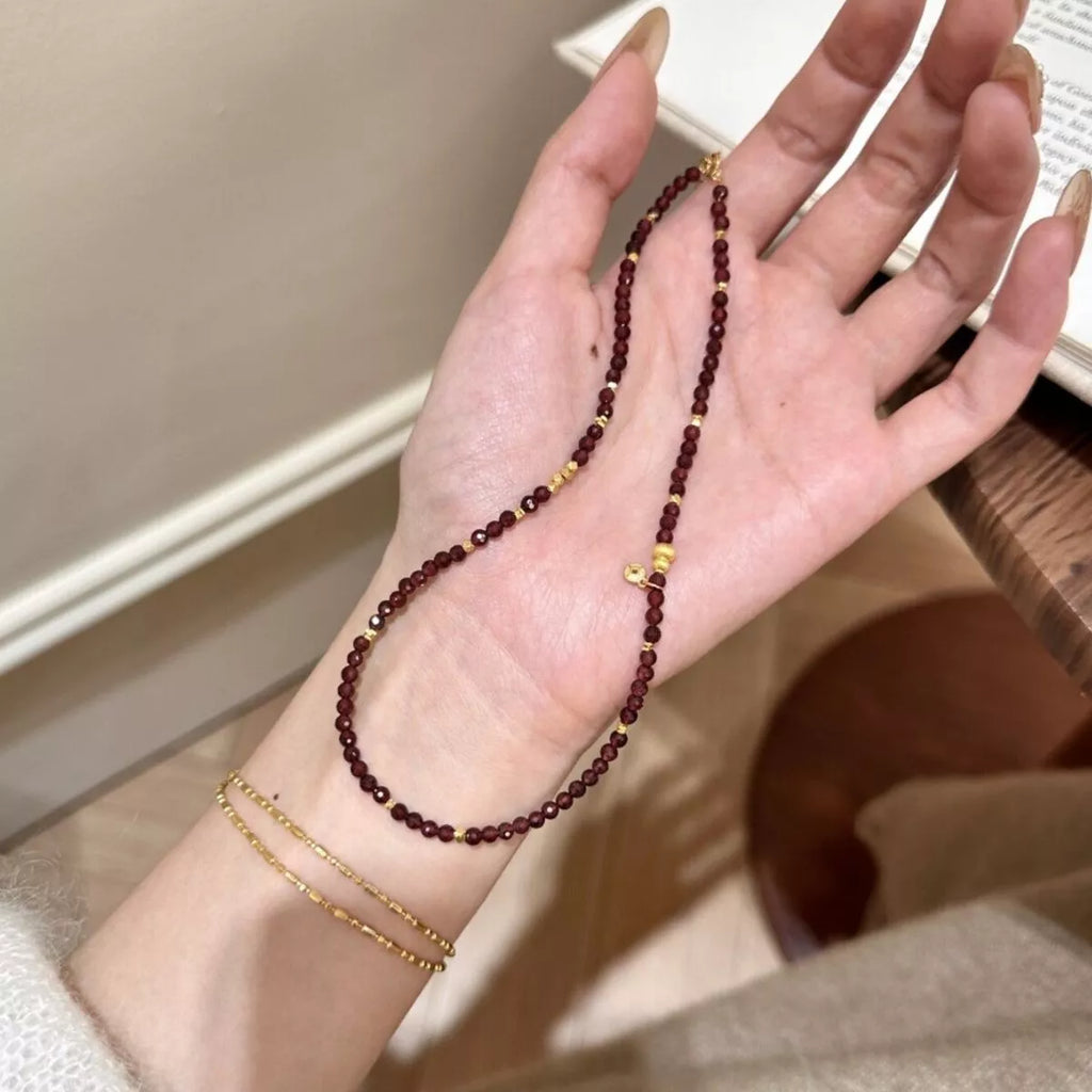 Double Layered Beaded Bracelet with Gold Accents
