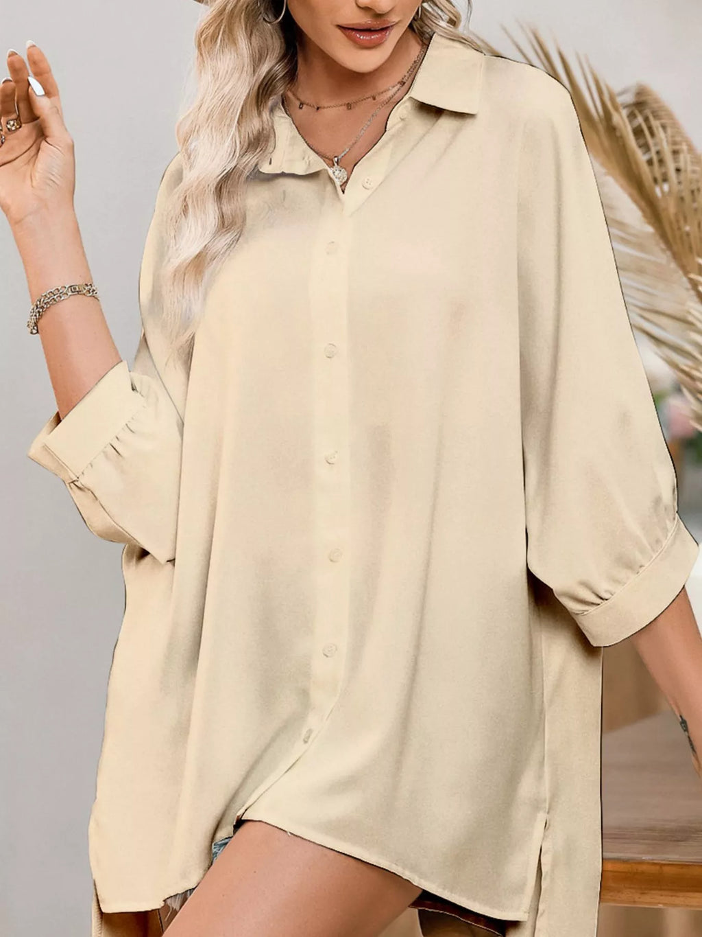 3/4 Sleeve Button Up Shirt