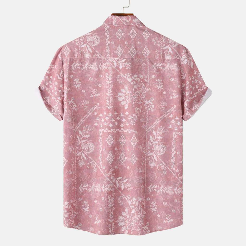 Men's Printed Short Sleeve Button-Up Shirt