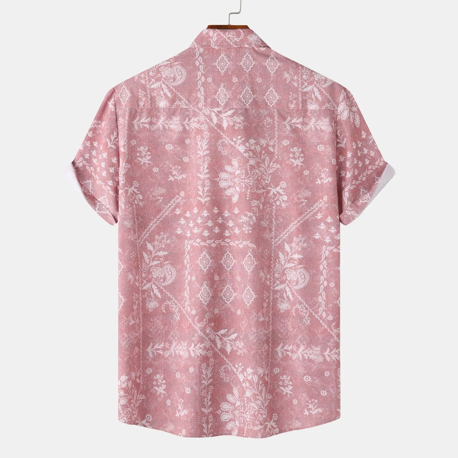 Men's Printed Short Sleeve Button-Up Shirt