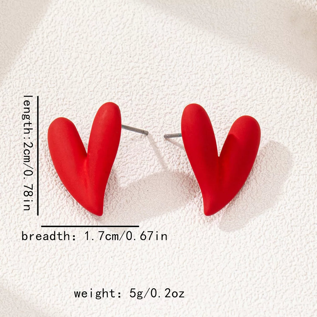 4 Pair Heart Stud Earrings