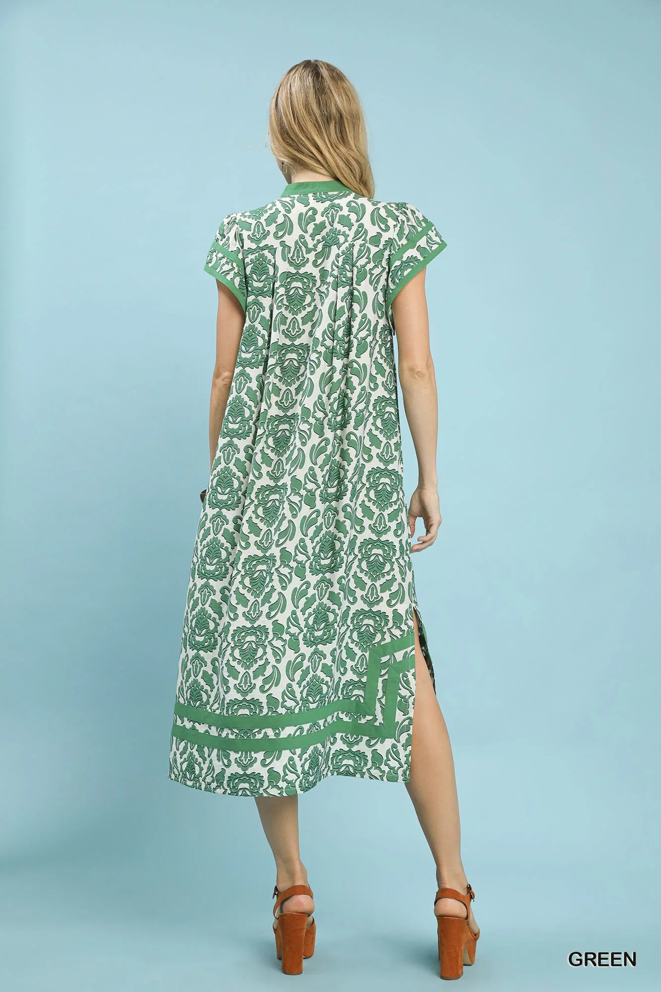 Umgee Abstract Two Tone Print Midi Dress