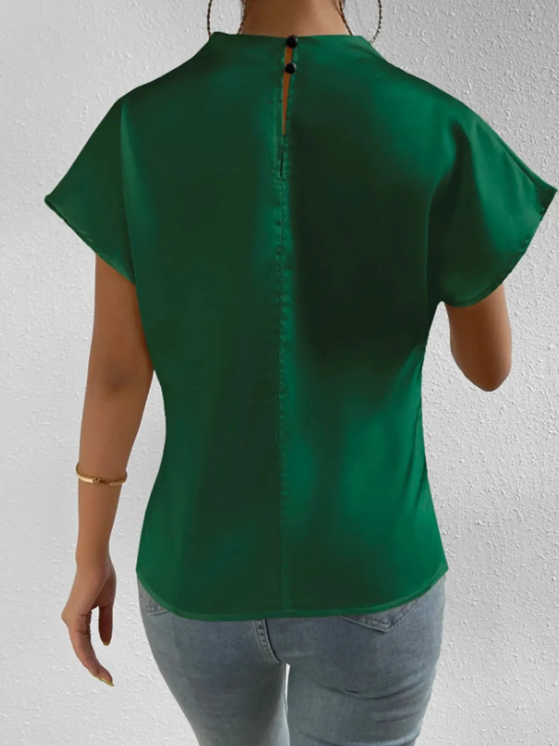 Mock Neck Short Sleeve Blouse