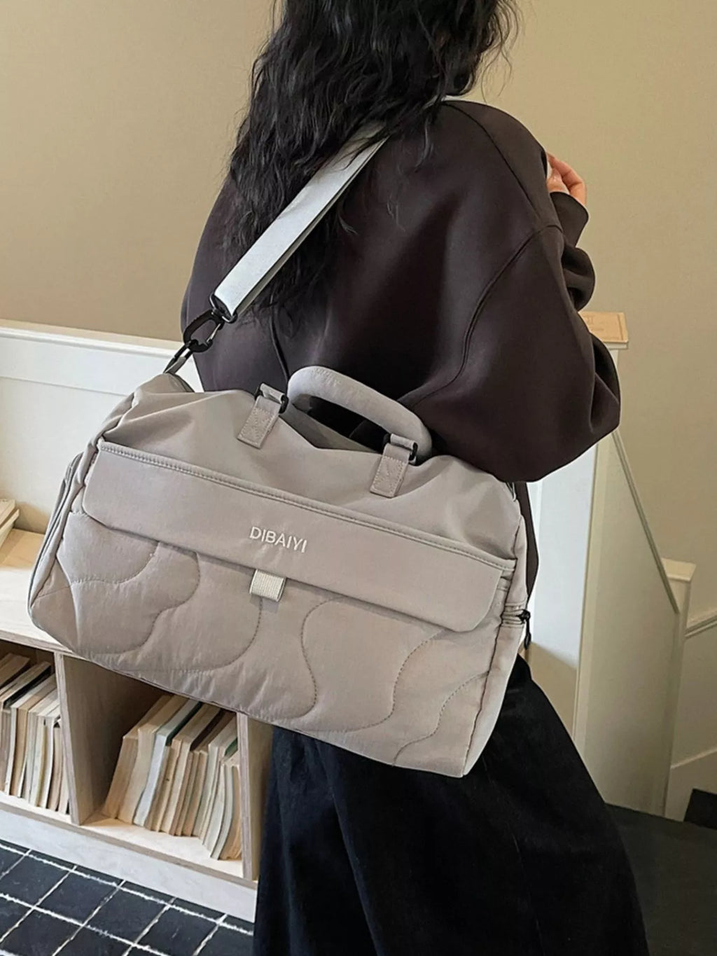 Quilted Duffel Bag with Adjustable Strap