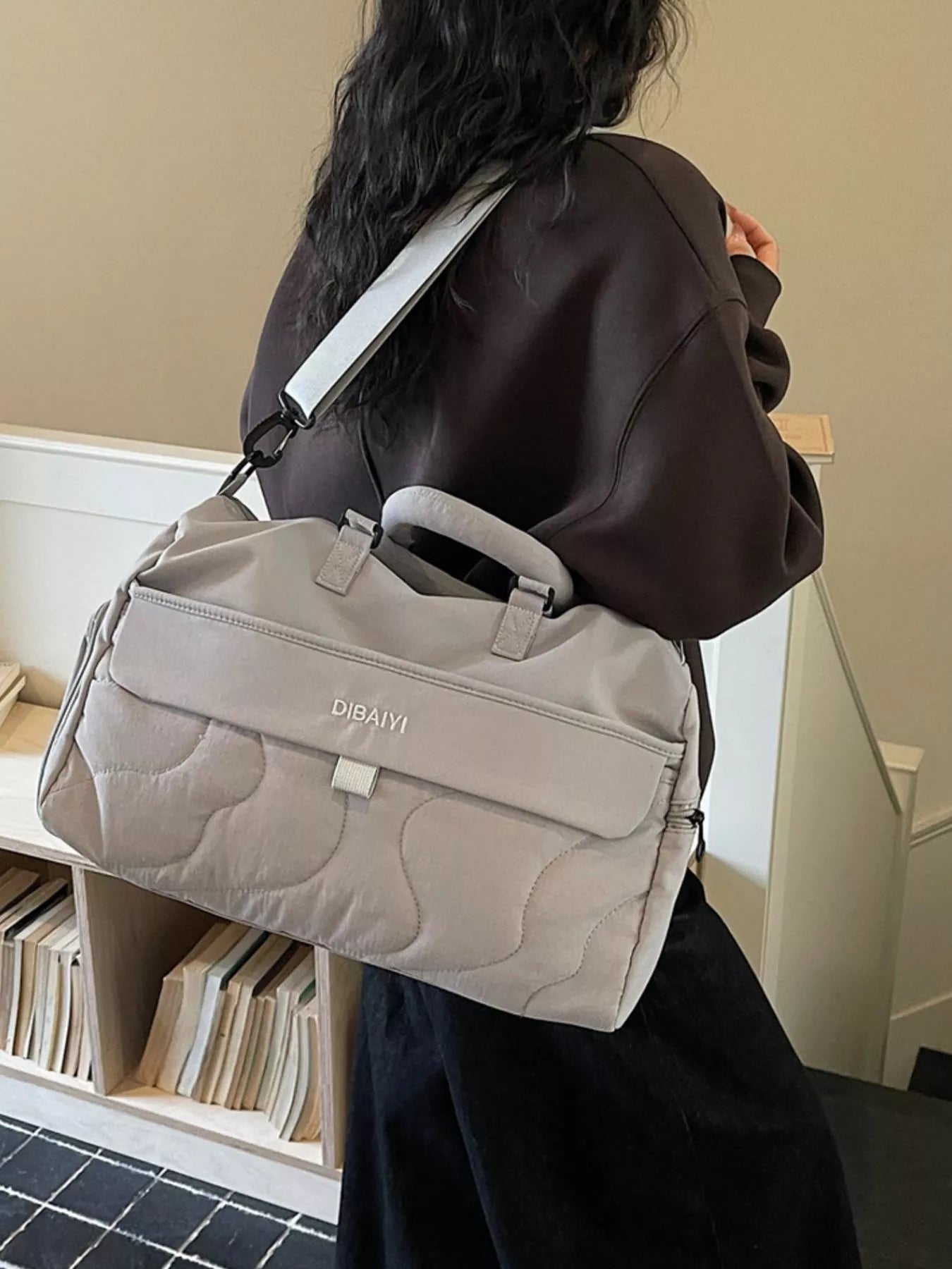 Quilted Duffel Bag with Adjustable Strap
