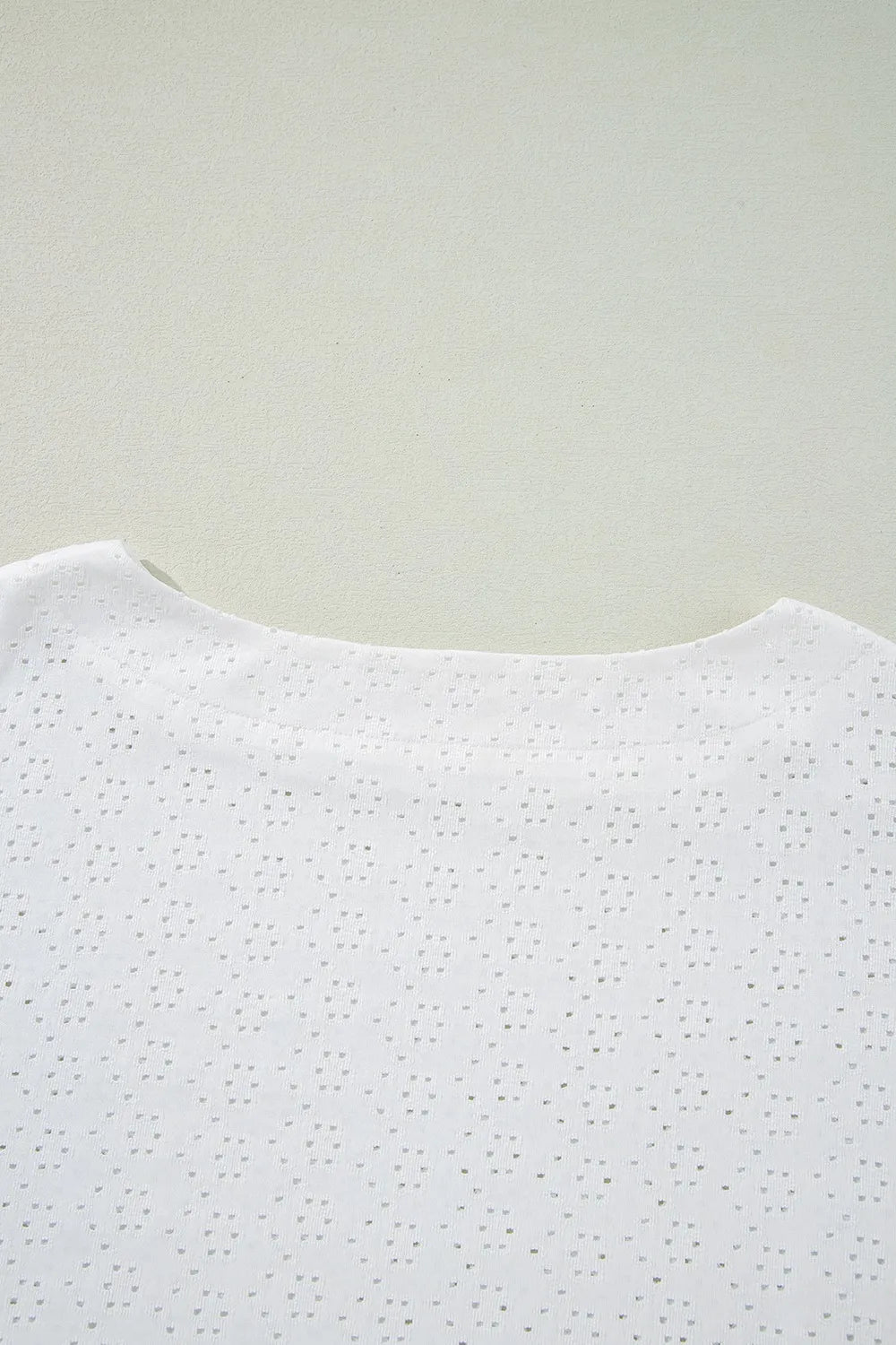 Eyelet Pattern Boat Neck Casual Tee