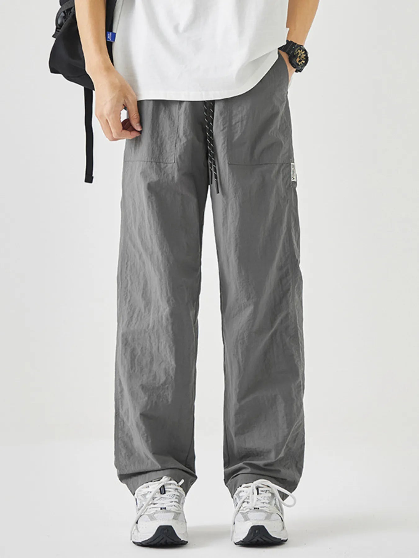 Men's Plus Size Drawstring Wide Leg Pants