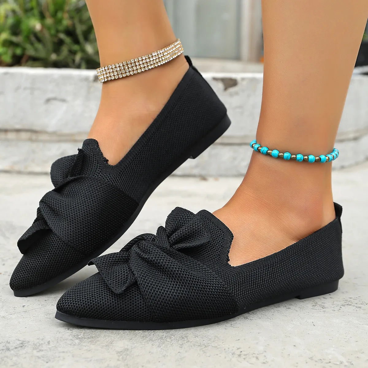 Bow Point Toe Flats Slip-Ons