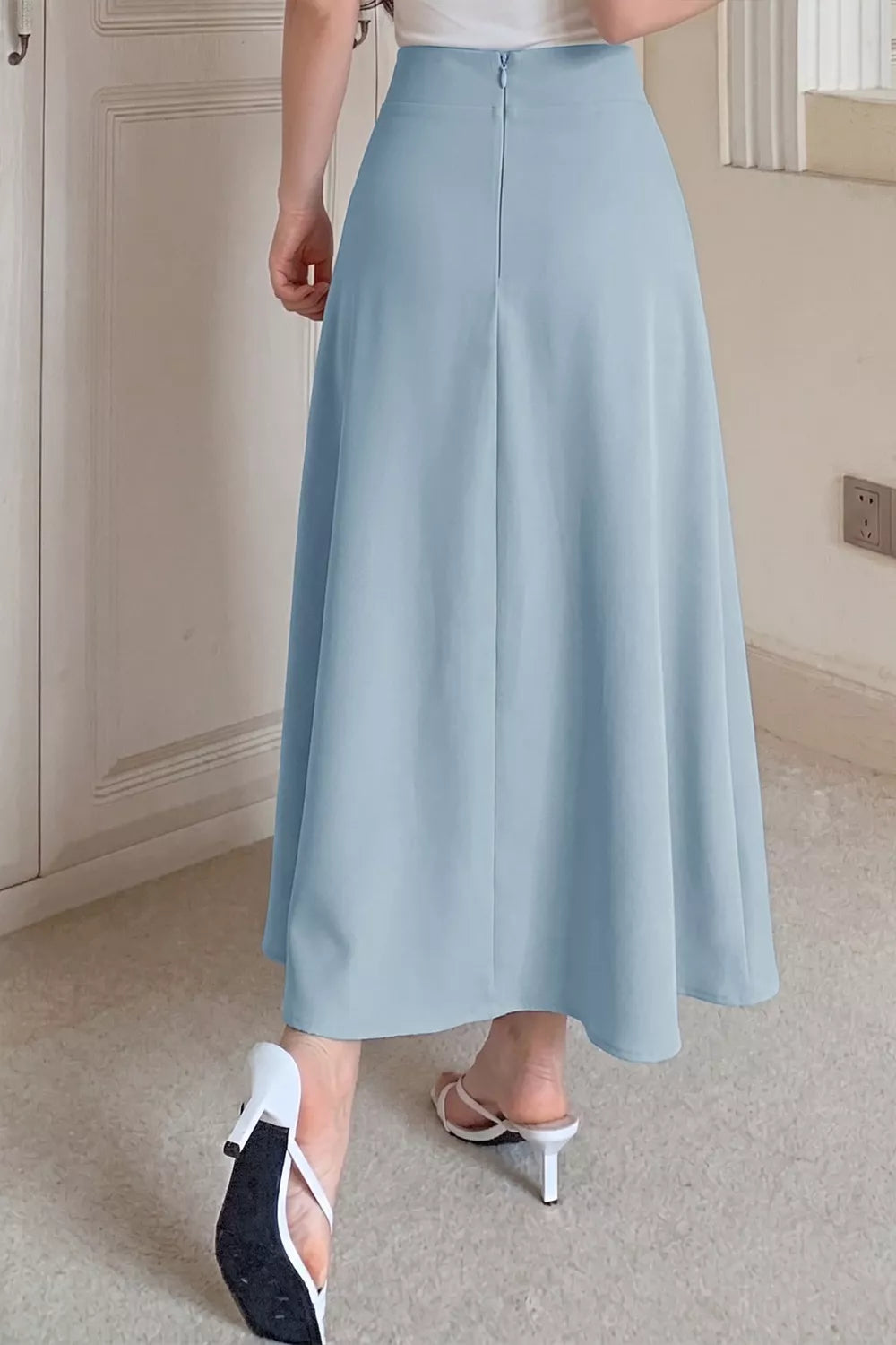 A-Line Midi Skirt with Zipper