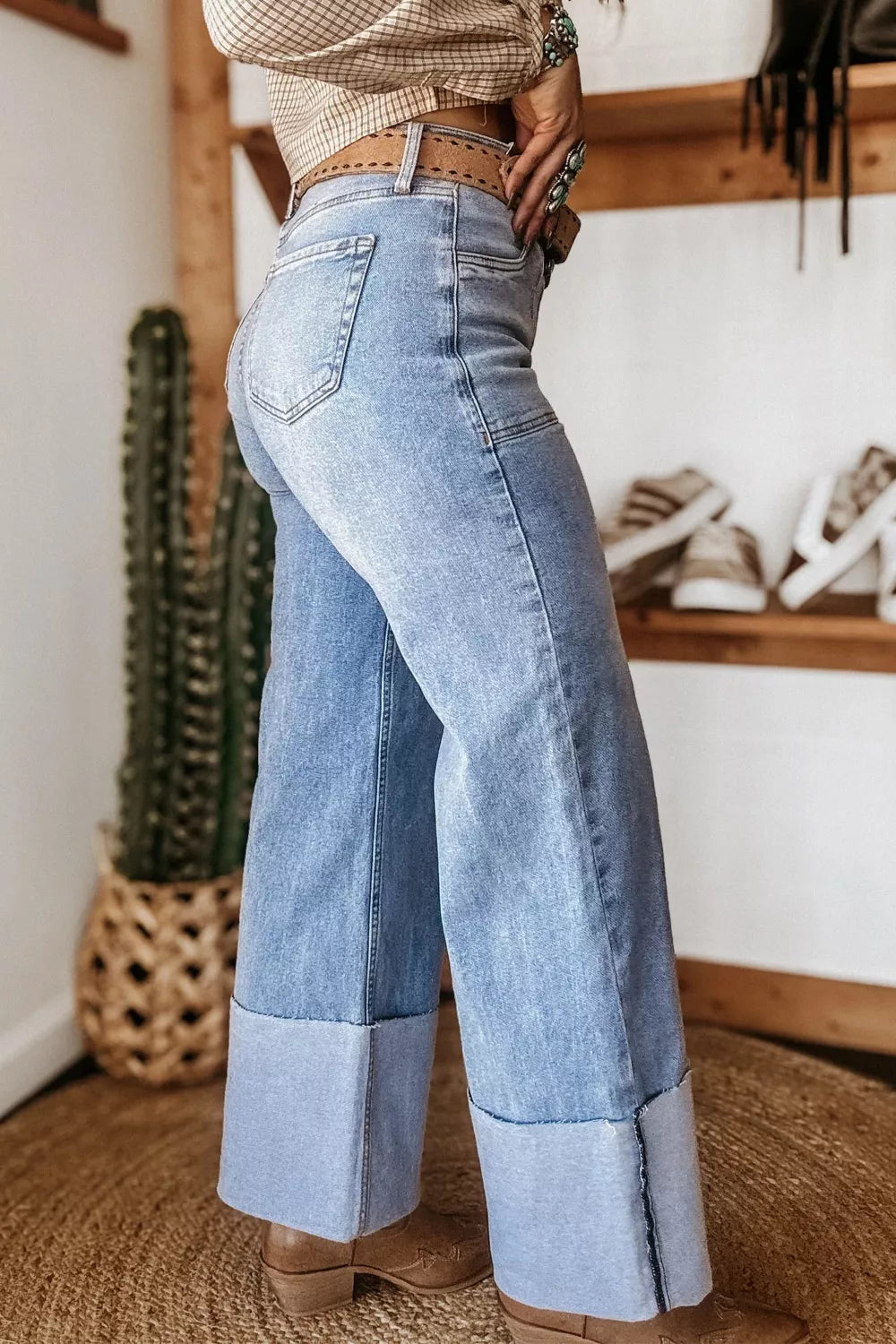 Turn-up Cuffs Loose Jeans