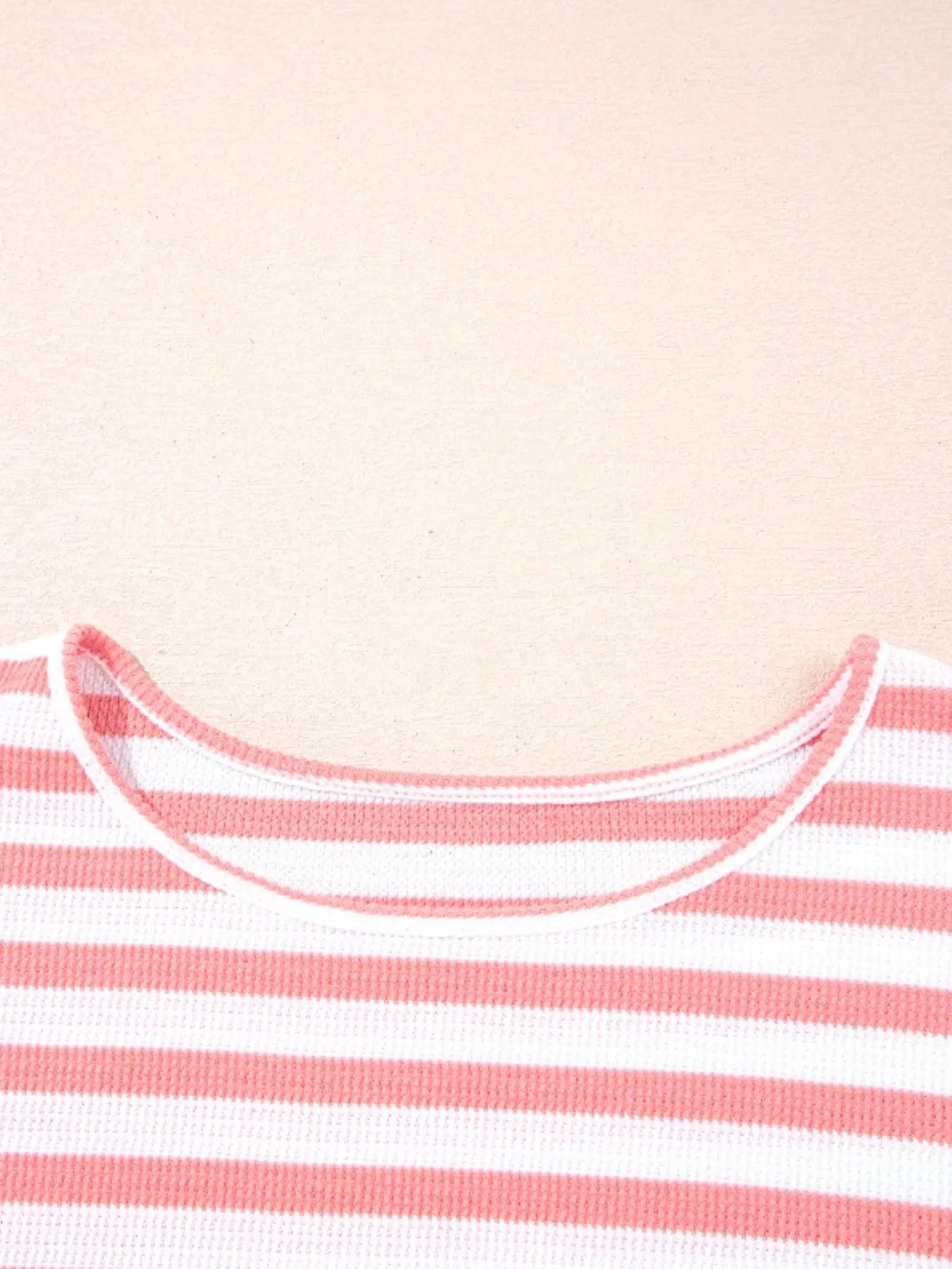 Striped Long Sleeve Ribbed Blouse