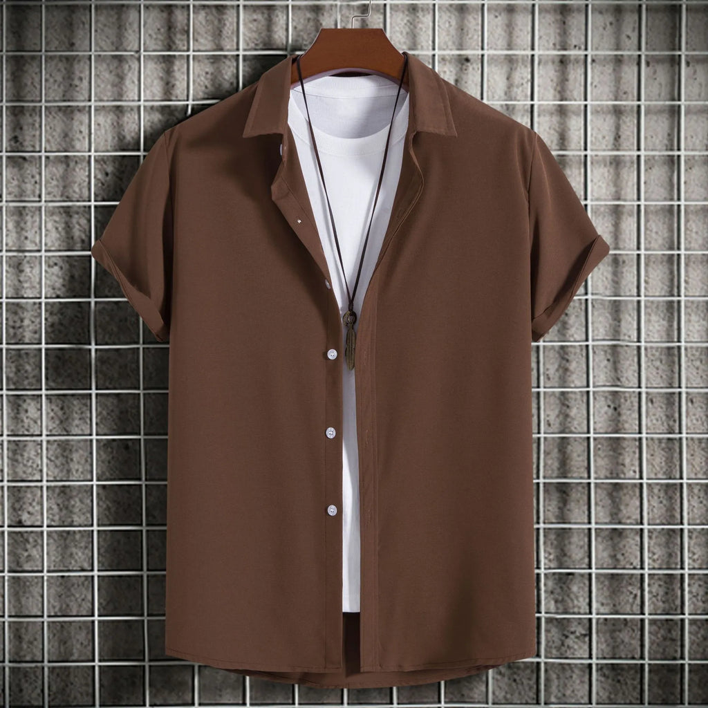 Men's Plus Size Casual Short Sleeve Button-Up Shirt